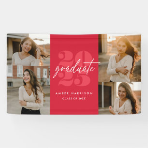 Modern Minimalist Soaring Grad Red + White Banner