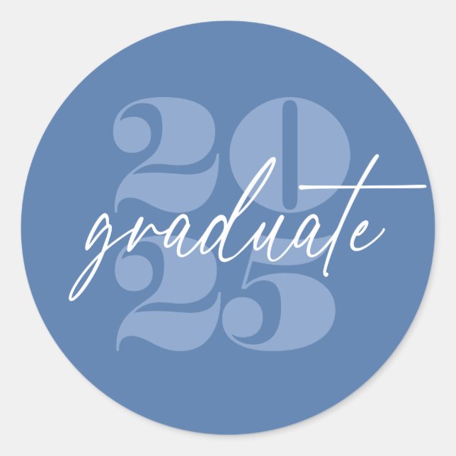 Modern Minimalist Soaring Grad | Royal Blue Classic Round Sticker (Front)
