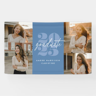 Modern Minimalist Soaring Grad   Royal Blue Photo Banner
