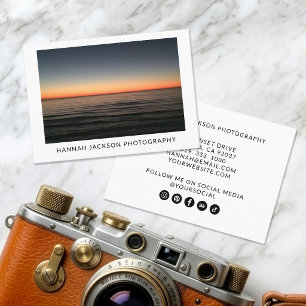 Modern Minimalist Social Media Photographer Business Card