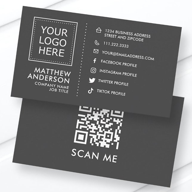 Modern Minimalist Social Media QR Code Logo Business Card (Creator Uploaded)