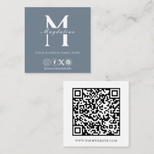 Modern Minimalist Social Media QR Code Slate Square Business Card