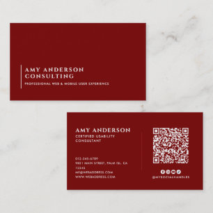 Modern Minimalist Socials & QR Code Business Card