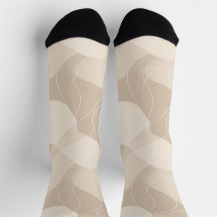 Modern Minimalist Soft Beige Flow Abstract Pattern Socks