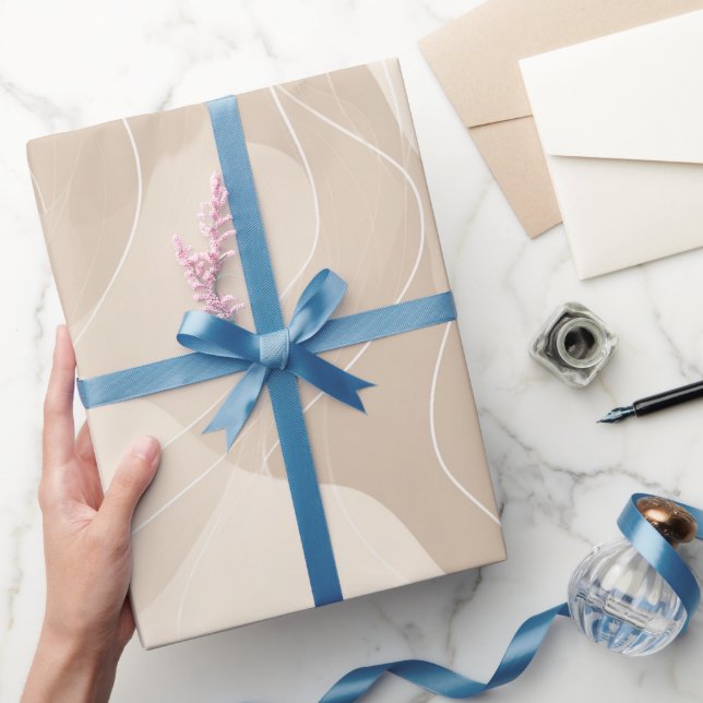 Modern Minimalist Soft Beige Flow Abstract Pattern Wrapping Paper (Gifting)