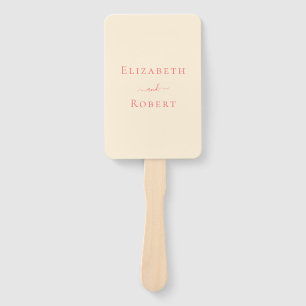 Modern Minimalist Soft Coral Wedding Program Hand Fan