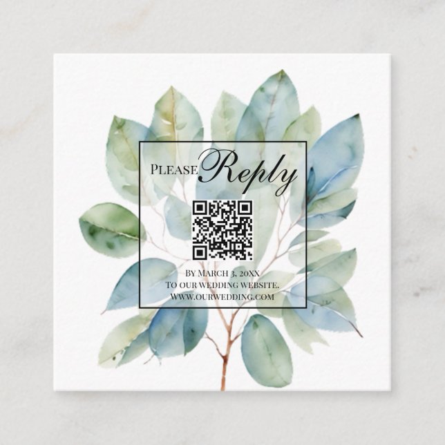 Modern minimalist soft watercolor greenery enclosure card (Front)