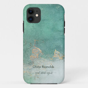 Modern Minimalist Soft Weathered Teal Gold Name Case-Mate iPhone Case