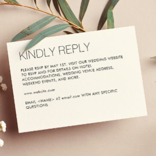 Modern Minimalist Soft White Wedding RSVP Card