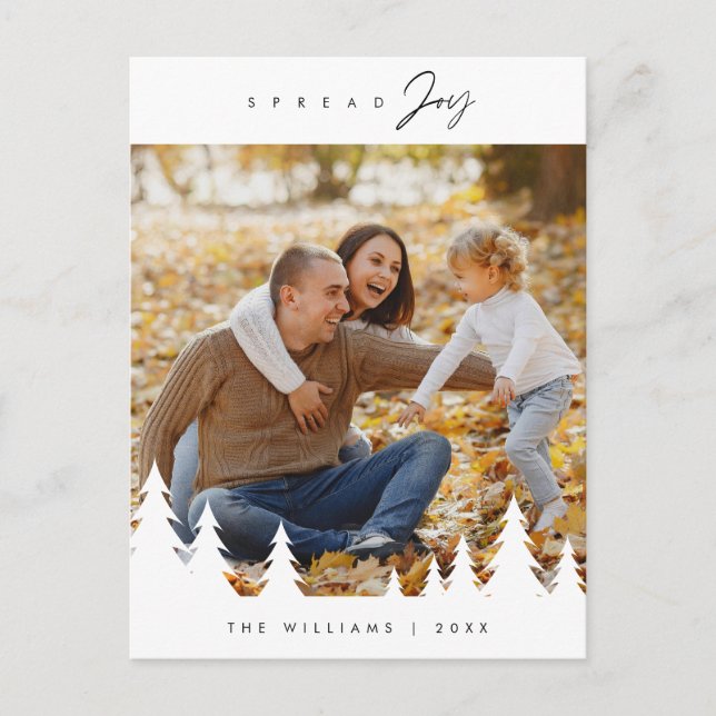 Modern Minimalist, Spread joy Family Photo Postcard (Front)