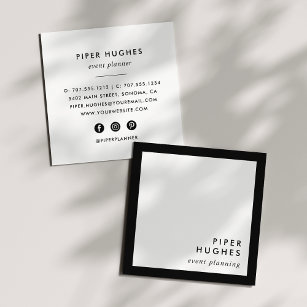Modern Minimalist Square Business Cards   Black