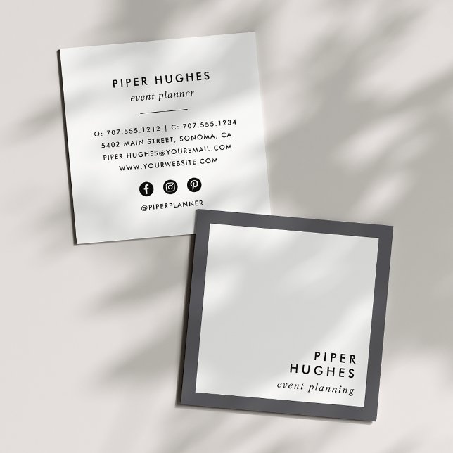 Modern Minimalist Square Business Cards | Grey (Creator Uploaded)