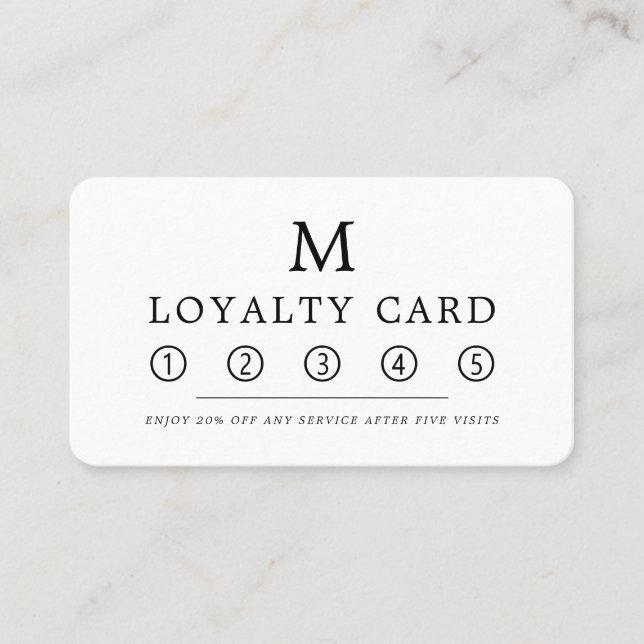 Modern Minimalist Square Monogram Loyalty Card (Front)