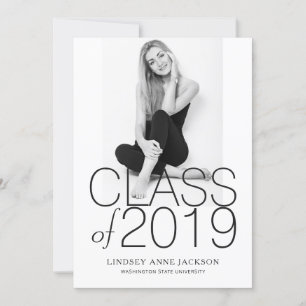 Modern Minimalist Stacked Text Graduation Photo Announcement
