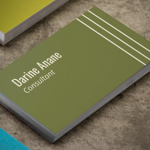 Modern Minimalist Stripes lines Sage Green  Business Card