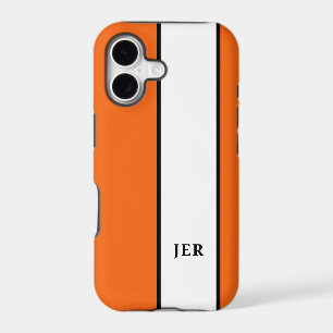 Modern Minimalist Stripes Monogram Initials Orange