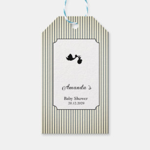 Modern & Minimalist Stripes Stork Baby Shower  Gift Tags