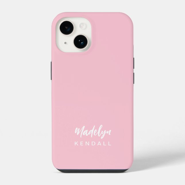 Modern Minimalist Stylish Script Cotton Candy Pink iPhone Case (Back)