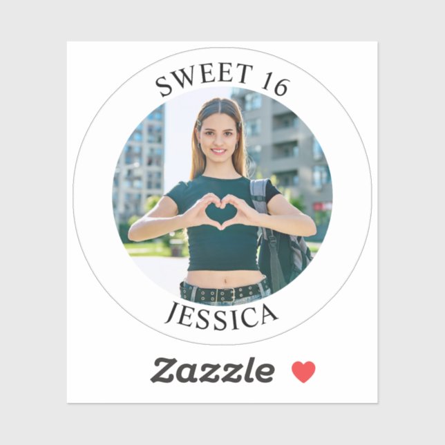 Modern Minimalist Sweet 16 Birthday Circle Photo (Sheet)