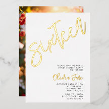 Modern Minimalist Sweet 16 Photo Invitation