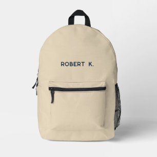 Modern Minimalist Tan Personalised Printed Backpack