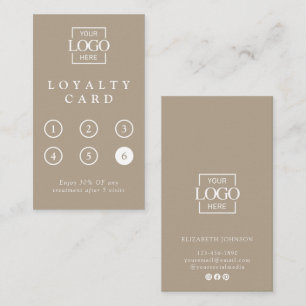 Modern Minimalist Taupe Beige Professional Reward Loyalty Card