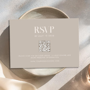 Modern Minimalist Taupe Chic Wedding RSVP Card