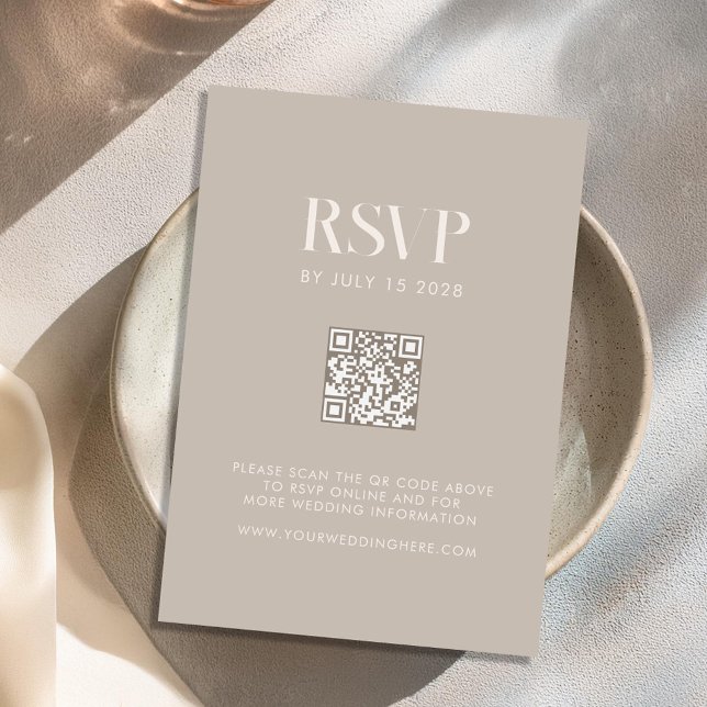 Modern Minimalist Taupe Chic Wedding RSVP Card (Creator Uploaded)