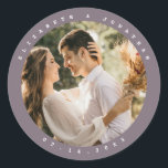 Modern Minimalist Taupe Grey Neutral Wedding Photo Classic Round Sticker<br><div class="desc">Modern Minimalist Taupe Grey Neutral Wedding Photo Classic Round Sticker</div>