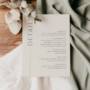 Modern Minimalist Taupe Ivory Wedding Details Card