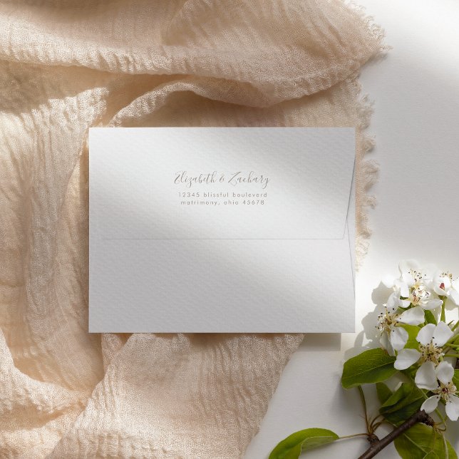 Modern Minimalist Taupe Script Wedding Envelope (Creator Uploaded)