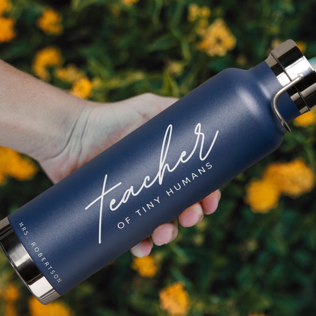 Modern Minimalist Teacher Script Custom Water Bottle (Creator Uploaded)