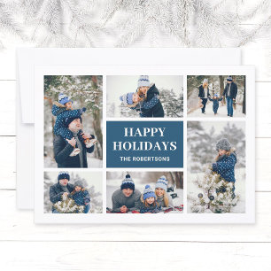 Modern Minimalist Teal 8 Photo Christmas Cards