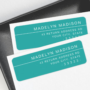 Modern minimalist teal return address