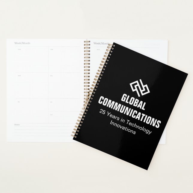 Modern Minimalist Tech Company Black Custom 2027 Planner (Display)
