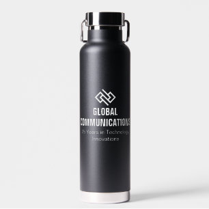 Modern Minimalist Tech Company Black White Custom Water Bottle