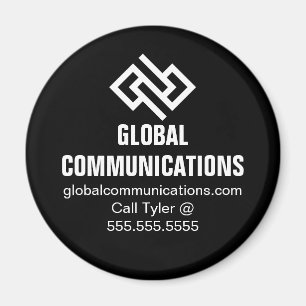 Modern Minimalist Tech Company Black White Magnet