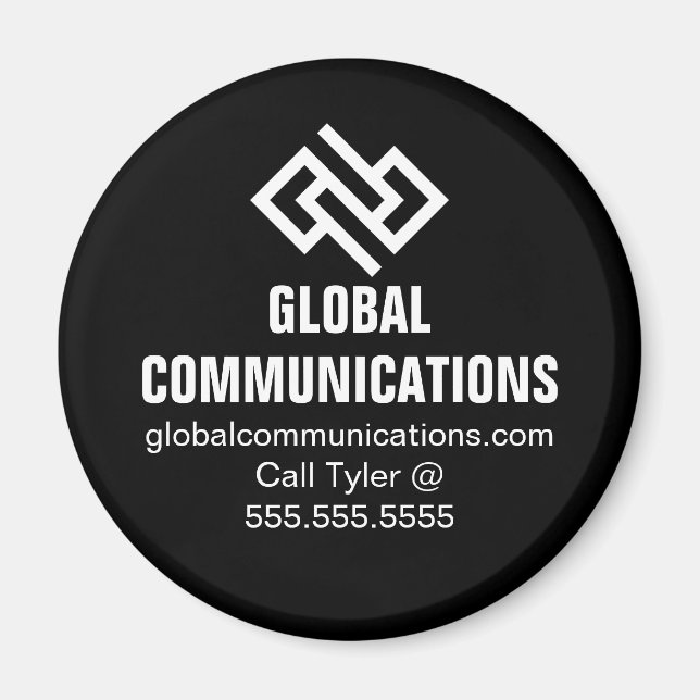 Modern Minimalist Tech Company Black White Magnet (Front)