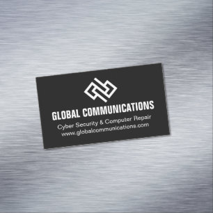 Modern Minimalist Tech Company Black White Magnetic Business Card