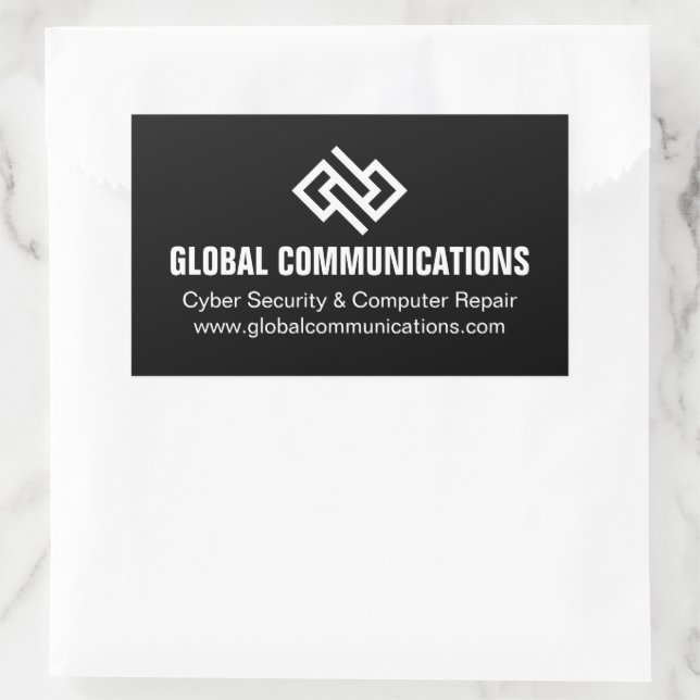 Modern Minimalist Tech Company Black White Rectangular Sticker (Bag)