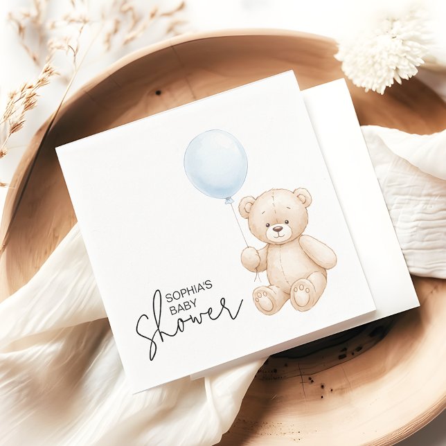 Modern Minimalist Teddy Bear Baby Shower Party Napkin (Creator Uploaded)
