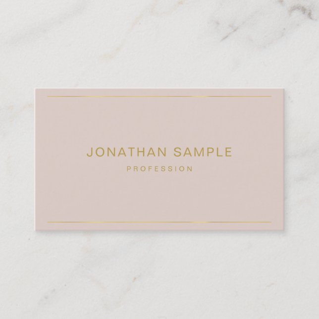 Modern Minimalist Template Elegant Gold Text Business Card (Front)