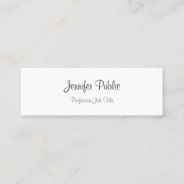 Modern Minimalist Template Handwritten Script Text Mini Business Card (Front)