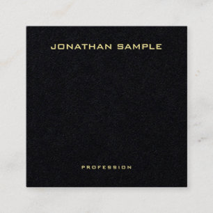 Modern Minimalist Template Premium Black Gold Text Square Business Card