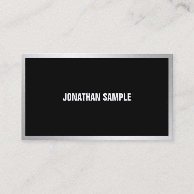 Modern Minimalist Template Silver Elegant Trendy Business Card (Front)