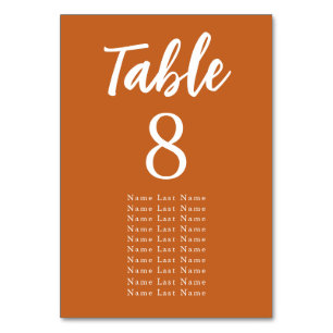 Modern Minimalist Terracota Seating Assignment Table Number