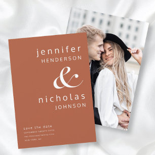 Modern Minimalist Terracotta Ampersand Photo Save The Date