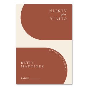 Modern Minimalist Terracotta Arch Wedding Guest Table Number