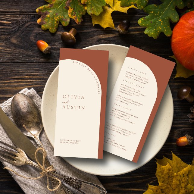 Modern Minimalist Terracotta Arch Wedding Menu (Creator Uploaded)