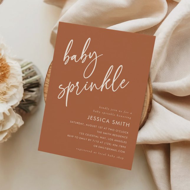 Modern Minimalist Terracotta Baby Sprinkle Invitation (Creator Uploaded)